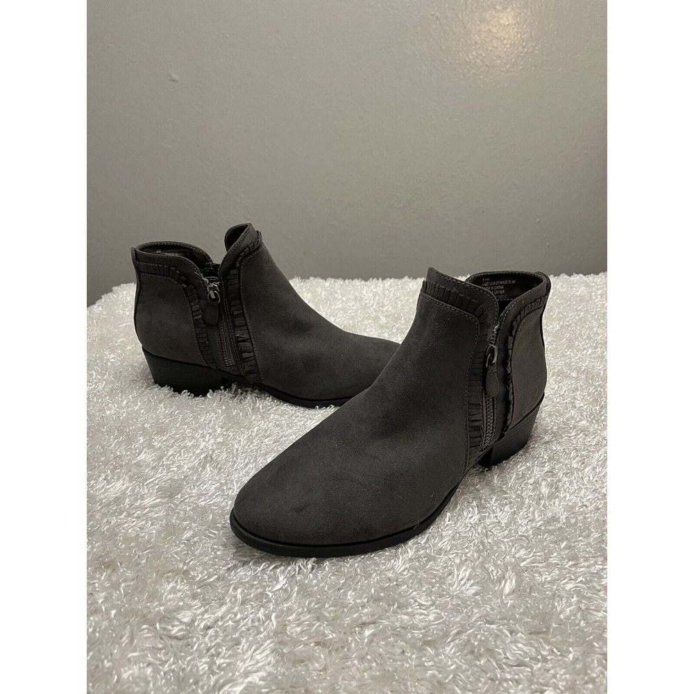 MIA Women's Mable Ruffle Vegan Suede Bootie - Size 9W